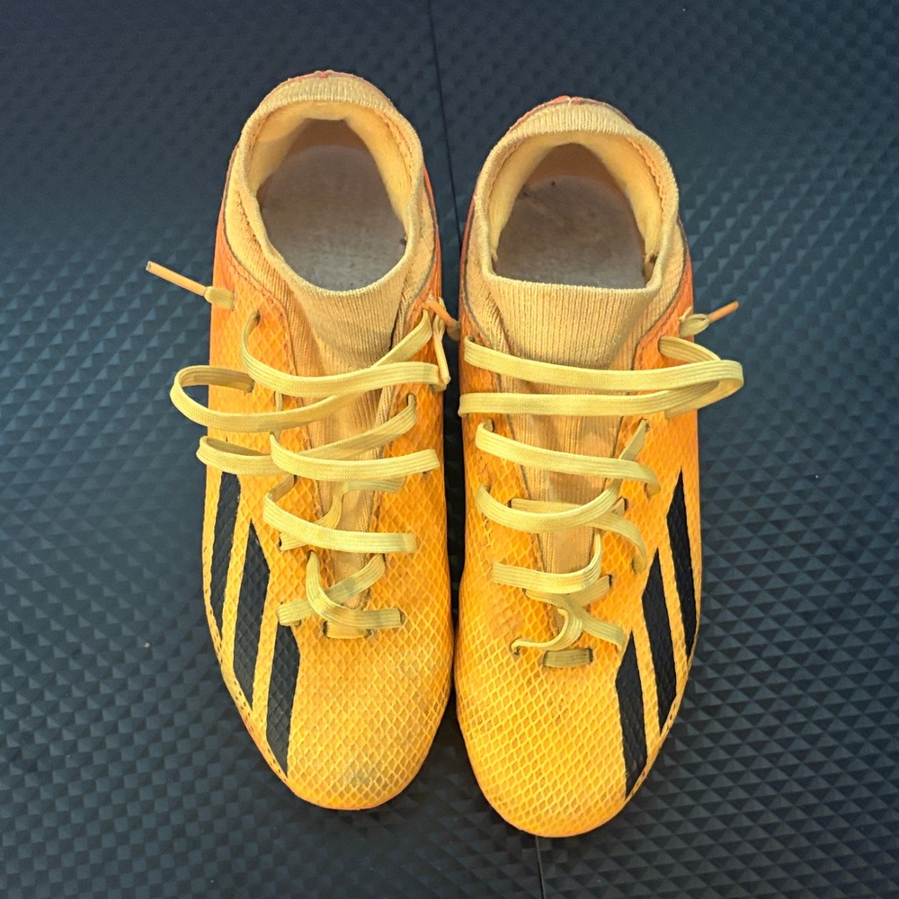 Adidas Kids Orange Sneakers with Black Stripes